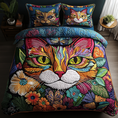 Mystic Meow 3-Piece Quilted Bedding Set NCU0DK4685