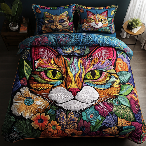 Mystic Meow 3-Piece Quilted Bedding Set NCU0DK4685