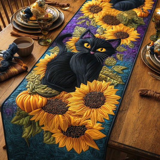 Mystic Moon Meow Quilted Table Runner NCU0TD1183