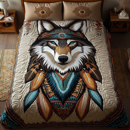 Mystic Moon Wolf 3-Piece Quilted Bedding Set NCU0PT4397