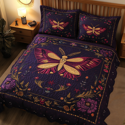 Mystic Moth 3-Piece Quilted Bedding Set NCU0VL2368