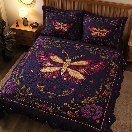 Mystic Moth 3-Piece Quilted Bedding Set NCU0VL2368