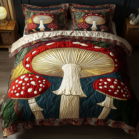 Mystic Mushroom 3-Piece Quilted Bedding Set NCU0DK3751