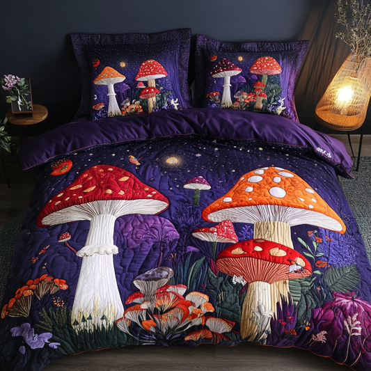 Mystic Mushroom 3-Piece Quilted Bedding Set NCU0DK8756