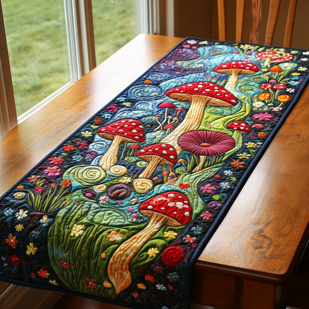 Mystic Mushroom Quilted Table Runner NCU0DK7485