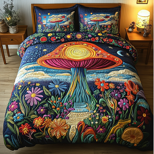 Mystic Mushrooms 3-Piece Quilted Bedding Set NCU0DK4225