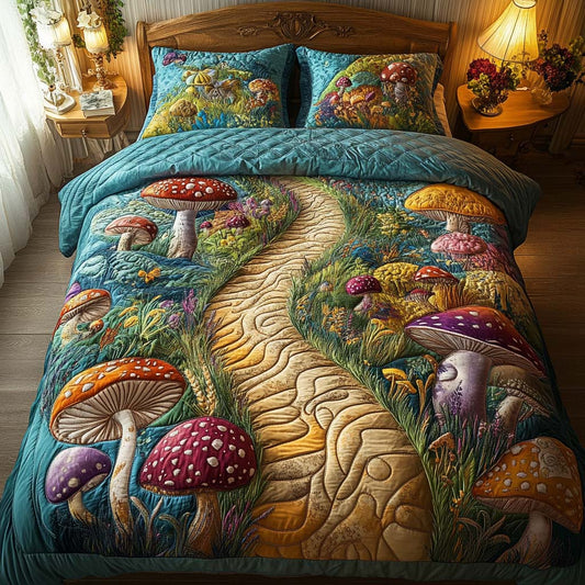 Mystic Mushrooms 3-Piece Quilted Bedding Set NCU0NT7888