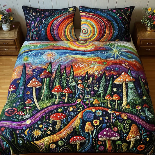 Mystic Mushrooms 3-Piece Quilted Bedding Set NCU0PT3956