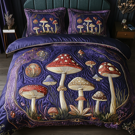 Mystic Mushrooms 3-Piece Quilted Bedding Set NCU0VH5361