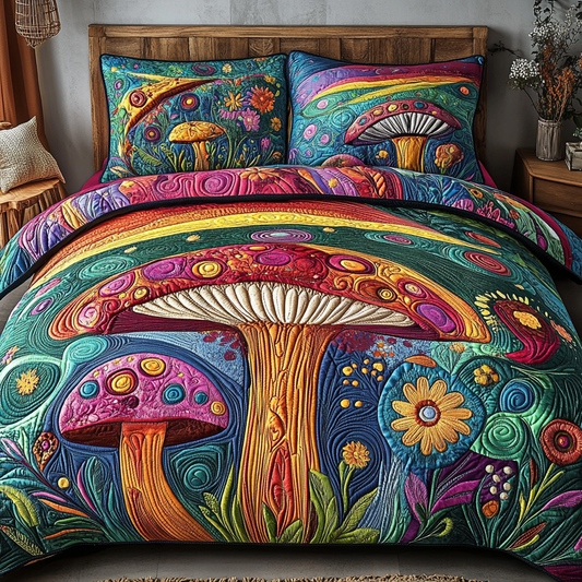 Mystic Mushrooms 3-Piece Quilted Bedding Set NCU0VL2464