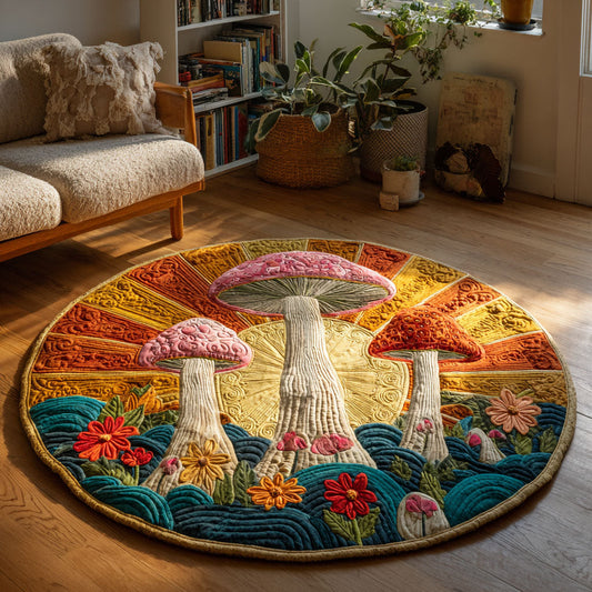 Mystic Mushrooms Quilted Round Mat NCU0TV188