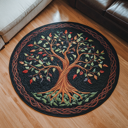 Whispering Leaves Quilted Round Mat NCU0DK5029