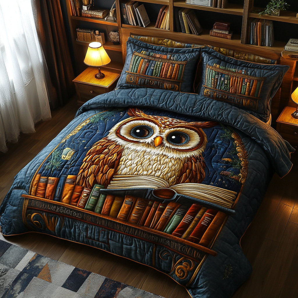Mystic Owl 3-Piece Quilted Bedding Set NCU0DK7317