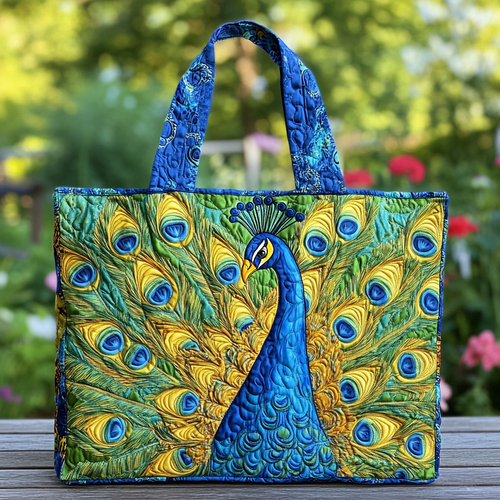 Mystic Peacock Quilted Tote Bag NCU0DK8792