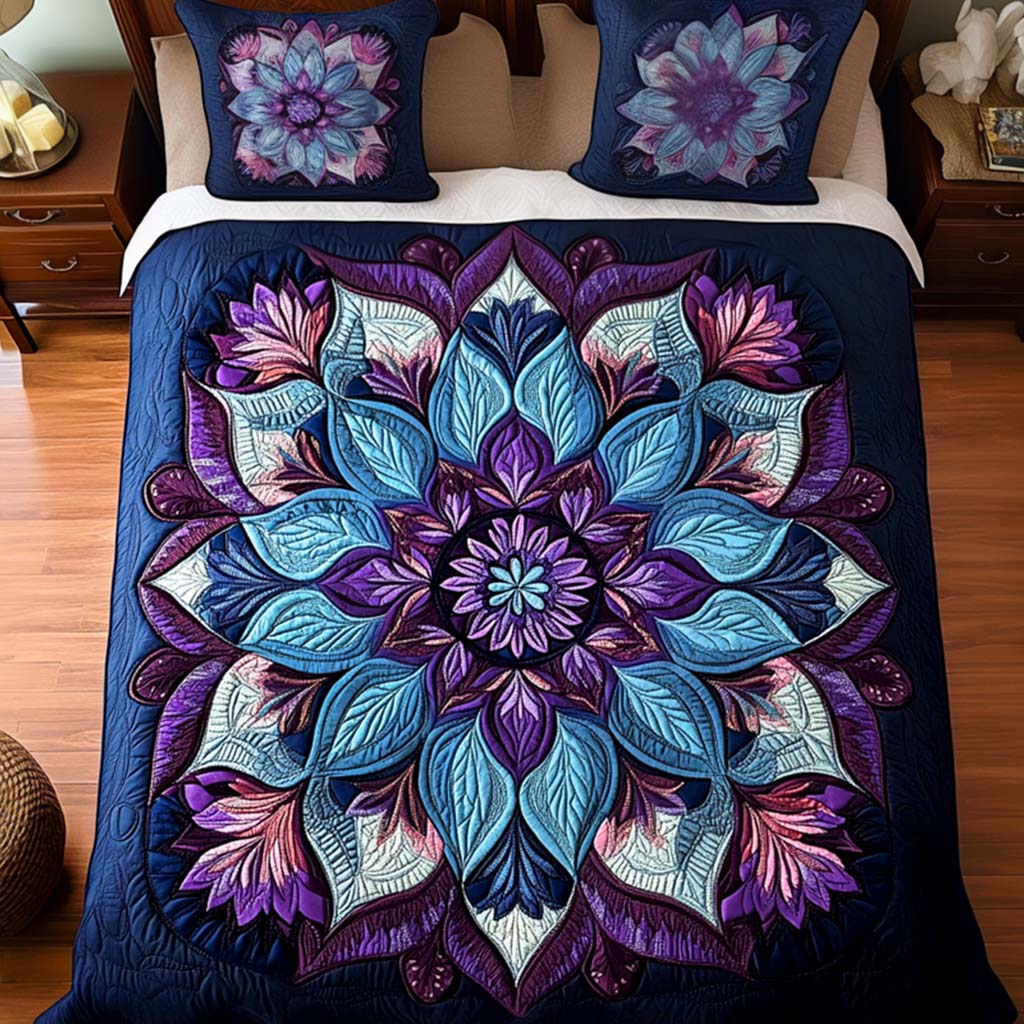 Mystic Petals 3-Piece Quilted Bedding Set NCU0NT2445