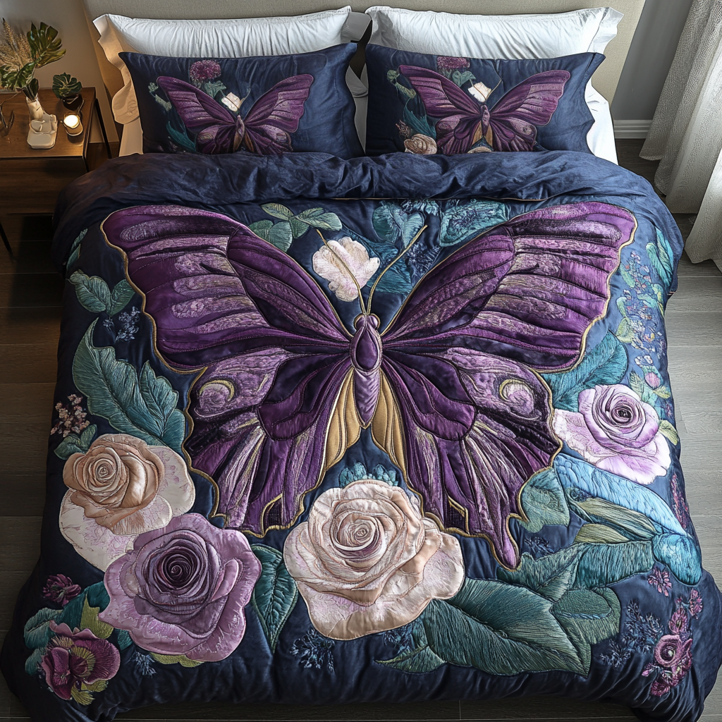Mystic Petals 3-Piece Quilted Bedding Set NCU0VH5828