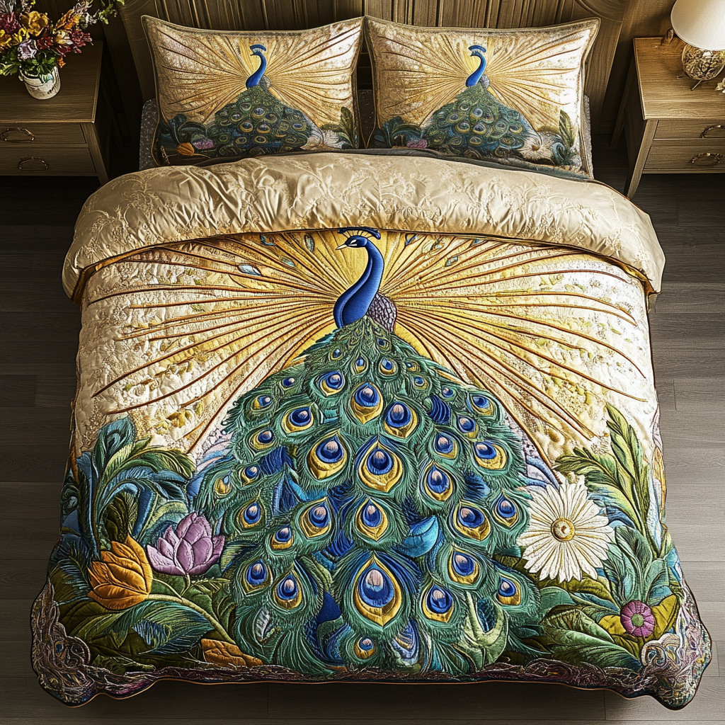 Mystic Plumage 3-Piece Quilted Bedding Set NCU0VH2746