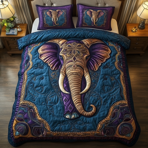 Mystic Purple 3-Piece Quilted Bedding Set NCU0NT3205