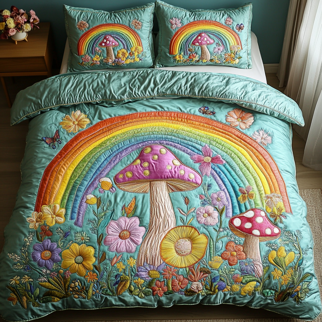 Mystic Rainbows 3-Piece Quilted Bedding Set NCU0VH2595