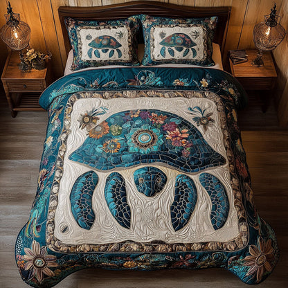 Mystic Sea Turtle 3-Piece Quilted Bedding Set NCU0PT5133