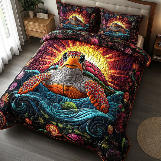 Mystic Shell 3-Piece Quilted Bedding Set NCU0VH2233