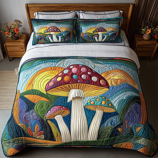 Mystic Shroom 3-Piece Quilted Bedding Set NCU0DK4999
