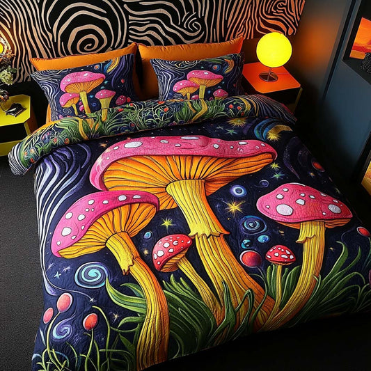 Mystic Shrooms 3-Piece Quilted Bedding Set NCU0XD539