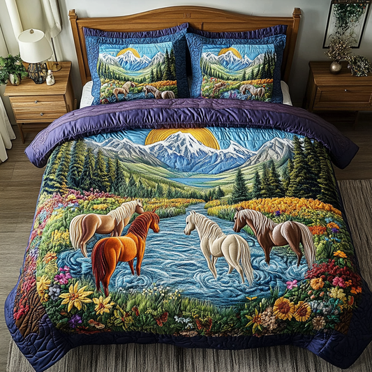 Mystic Stallion 3-Piece Quilted Bedding Set NCU0VH2752
