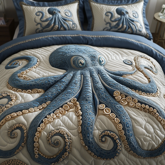 Mystic Tentacles 3-Piece Quilted Bedding Set NCU0DV3761