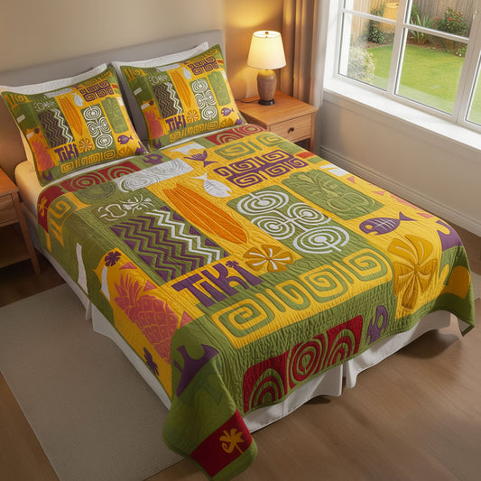 Mystic Tiki Retreat 3-Piece Quilted Bedding Set NCU0PT11702