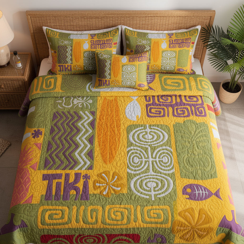 Mystic Tiki Retreat 3-Piece Quilted Bedding Set NCU0PT11702