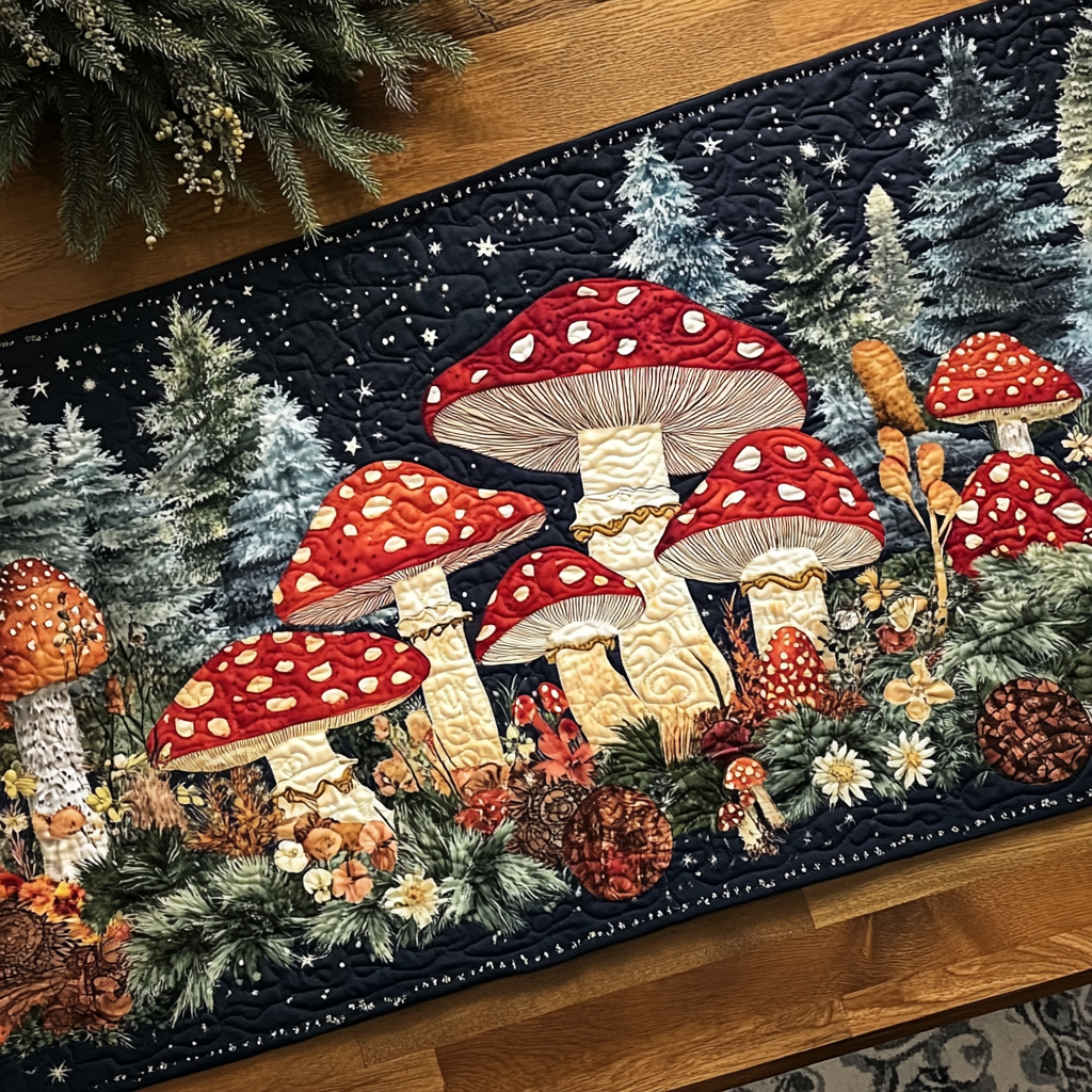 Mystic Toadstools Quilted Table Runner NCU0DK4168
