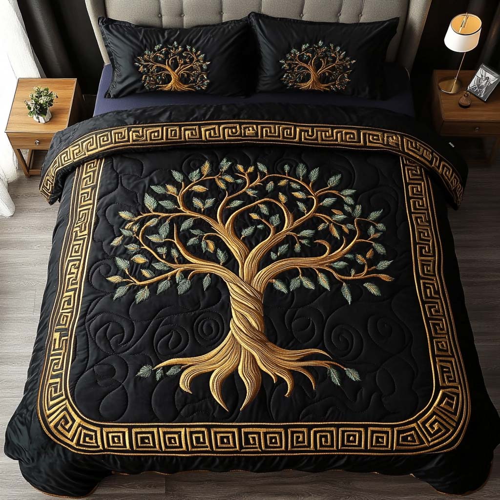 Mystic Tree 3-Piece Quilted Bedding Set NCU0NT9638 – Vantique