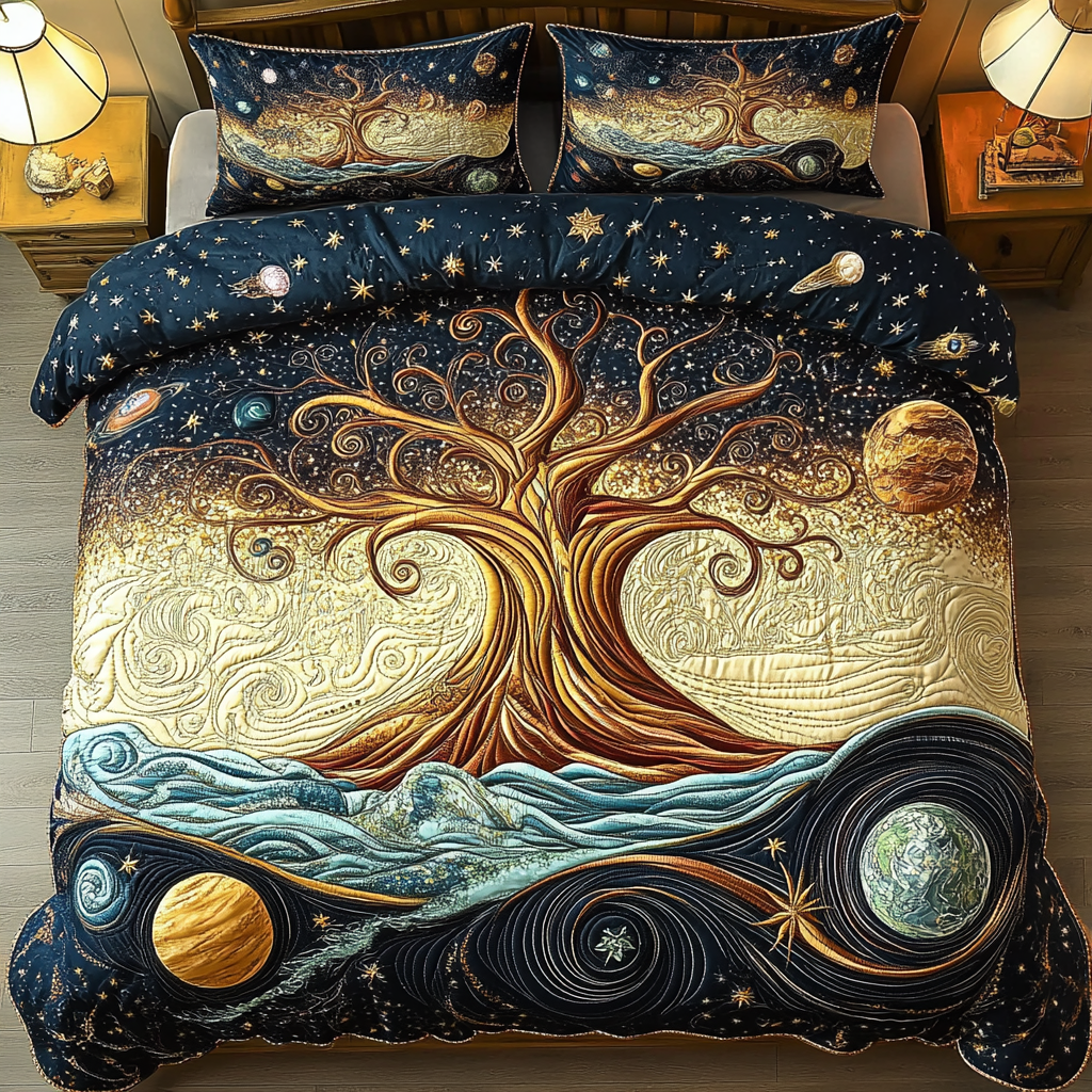 Mystic Tree Dreams 3-Piece Quilted Bedding Set NCU0VL875