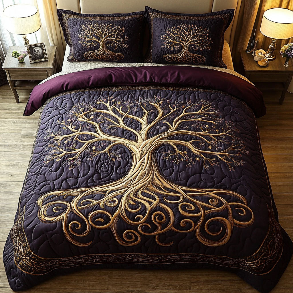 Mystic Tree of Life 3-Piece Quilted Bedding Set NCU0PT3817