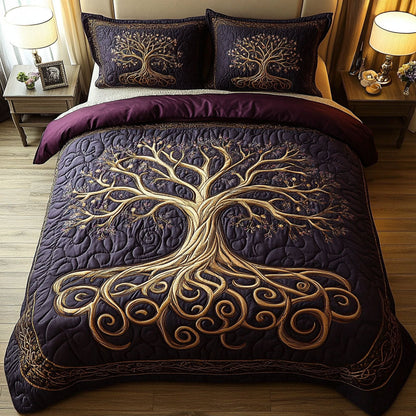 Mystic Tree of Life 3-Piece Quilted Bedding Set NCU0PT3817