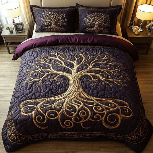 Mystic Tree of Life 3-Piece Quilted Bedding Set NCU0PT3817