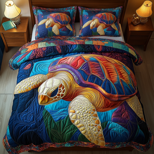 Mystic Turtle 3-Piece Quilted Bedding Set NCU0DK5169