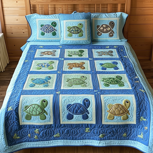 Mystic Turtle 3-Piece Quilted Bedding Set NCU0DK7420
