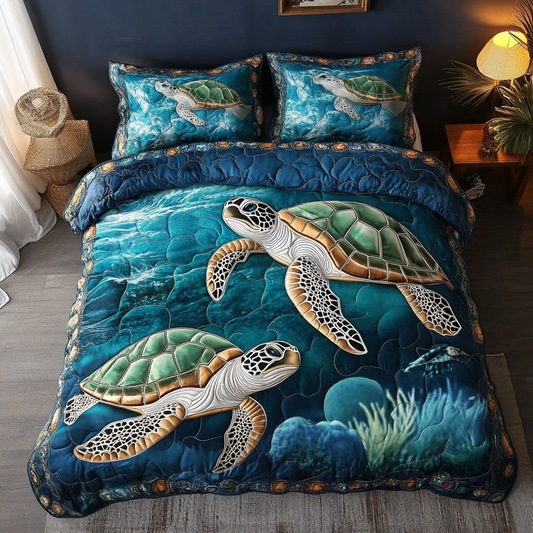 Mystic Turtle 3-Piece Quilted Bedding Set NCU0DK8428