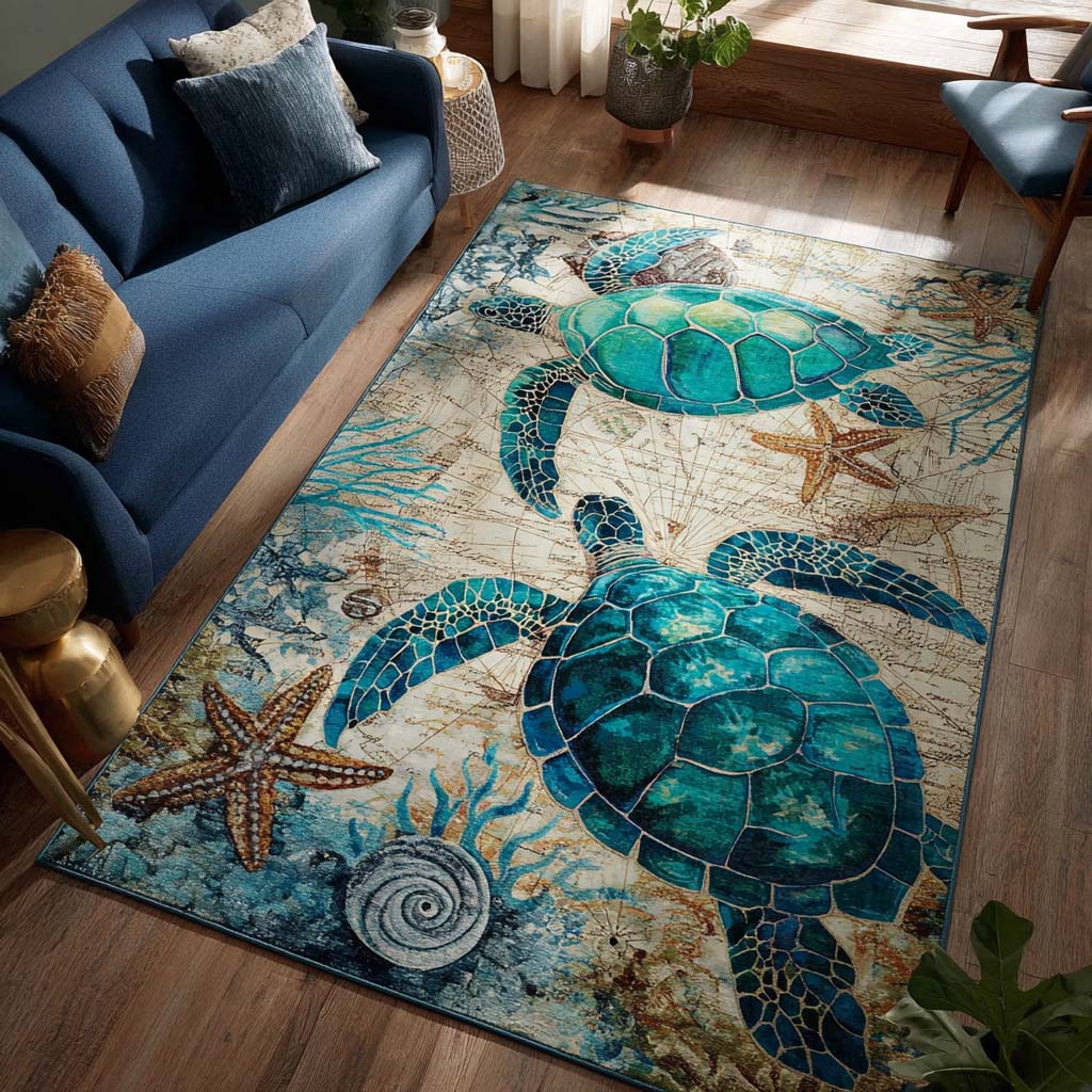 Turtle School Rug Mystic Turtle Area Rug NCU0NT10058 – Vantique