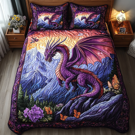 Mystic Violet 3-Piece Quilted Bedding Set NCU0NT3807