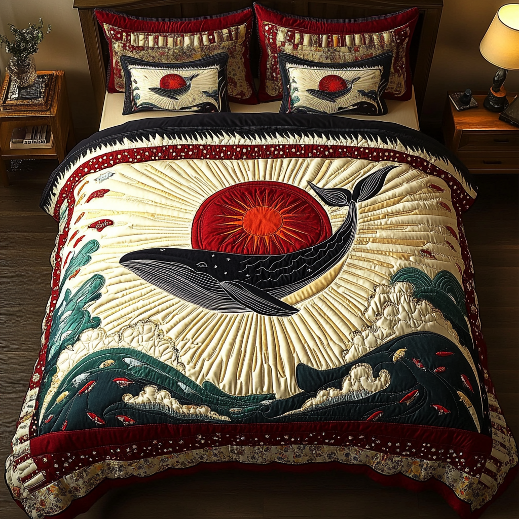 Mystic Whale 3-Piece Quilted Bedding Set NCU0DK8084