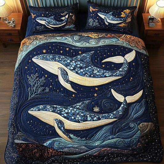 Mystic Whale Dance 3-Piece Quilted Bedding Set NCU0NT2864