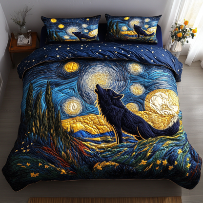Mystic Wolf 3-Piece Quilted Bedding Set NCU0DK4444