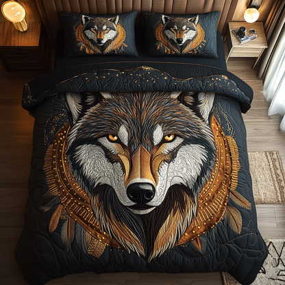 Mystic Wolf 3-Piece Quilted Bedding Set NCU0DK5418