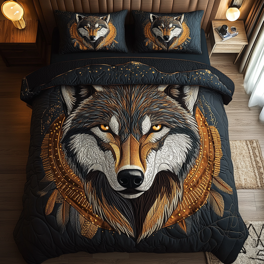 Mystic Wolf 3-Piece Quilted Bedding Set NCU0DK5418