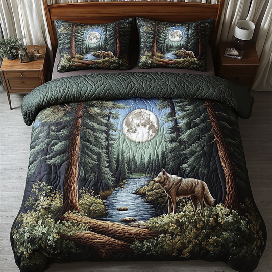 Mystic Wolf 3-Piece Quilted Bedding Set NCU0VH2369