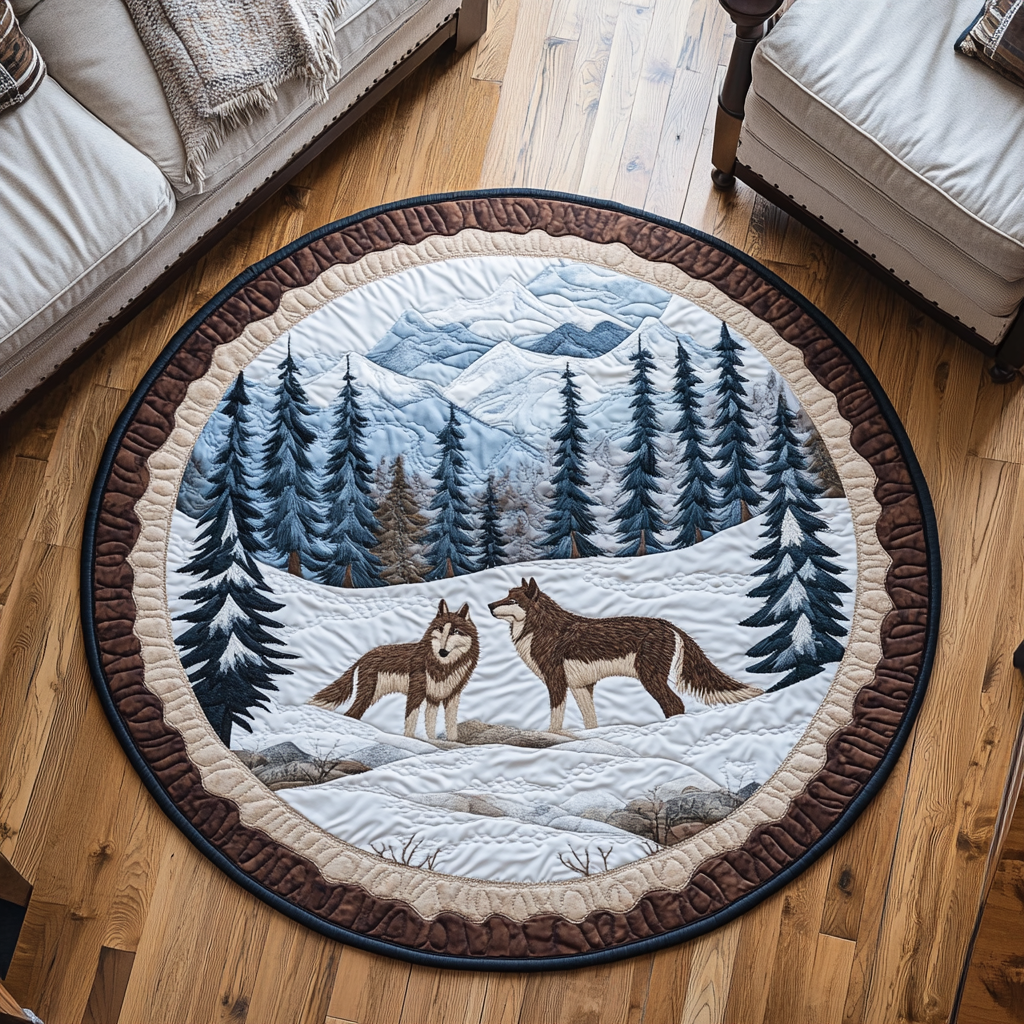 Mystic Wolf Quilted Round Mat NCU0DK4864