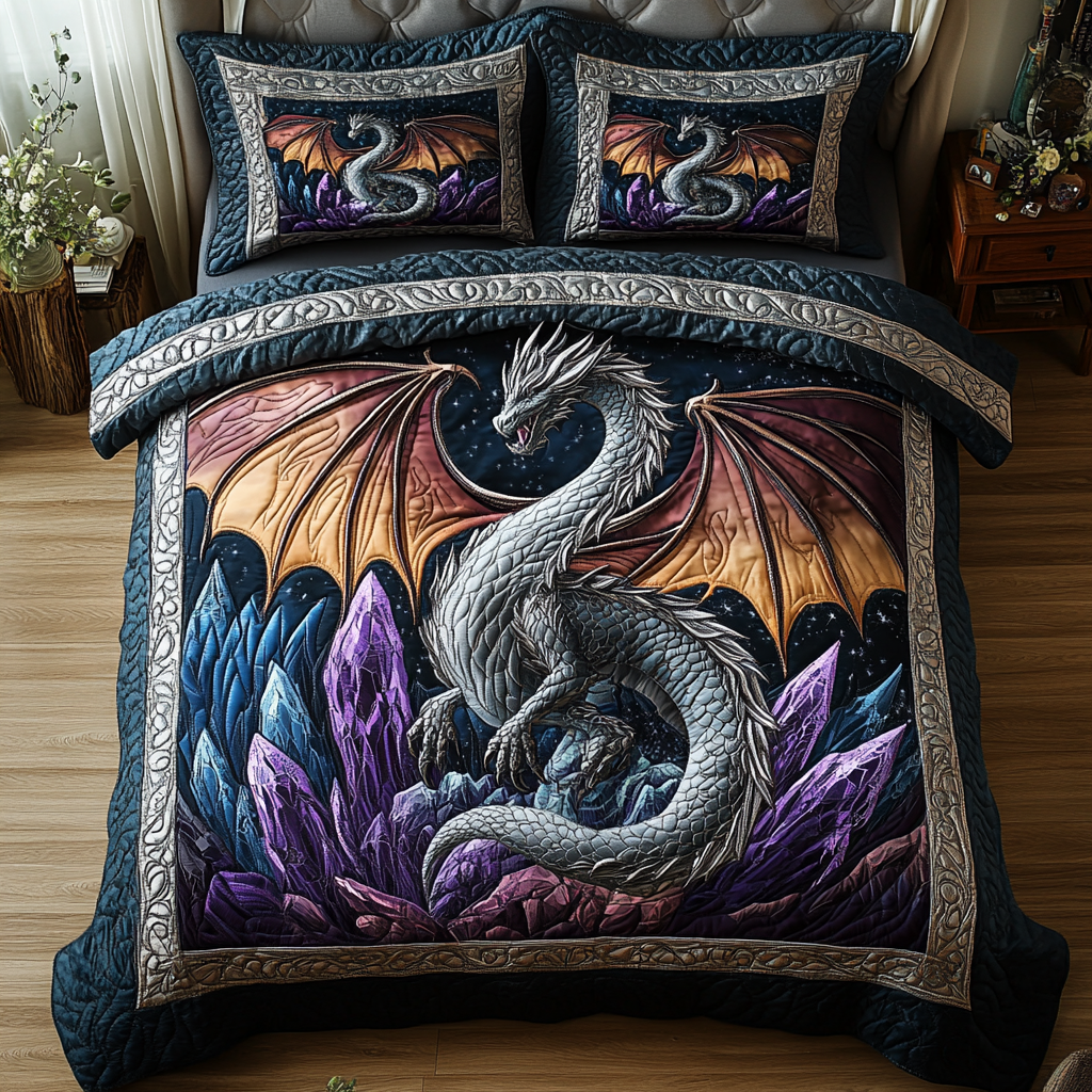 Mystic Wyvern 3-Piece Quilted Bedding Set NCU0DV3665